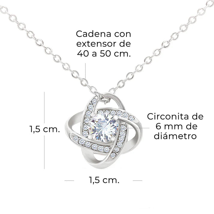 Collar de nudo con tarjeta dedicatoria "Recuerda de quien eres nieta"