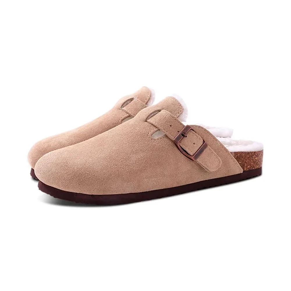 Pantuflas Clogs Fuzzy en Gamuza con Corderito
